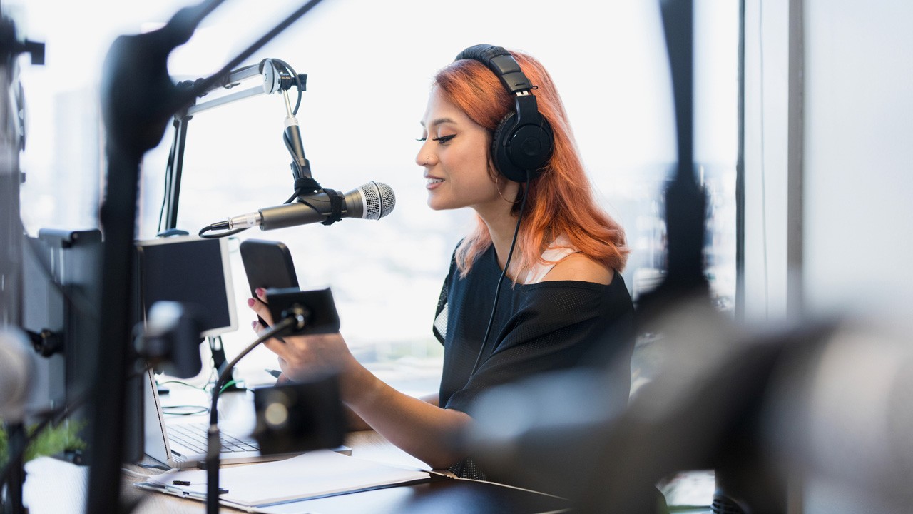 radio announcer in studio