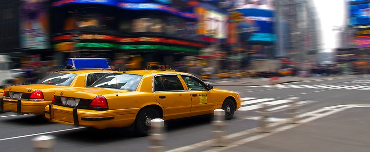 yellow cabs in new york time square