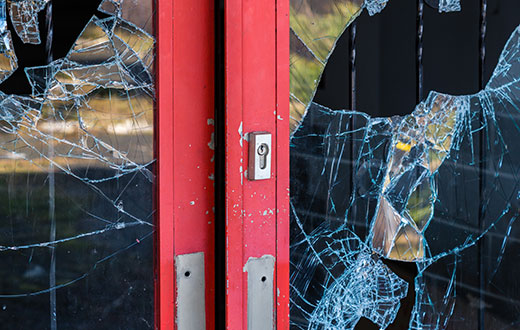 broken glass office door