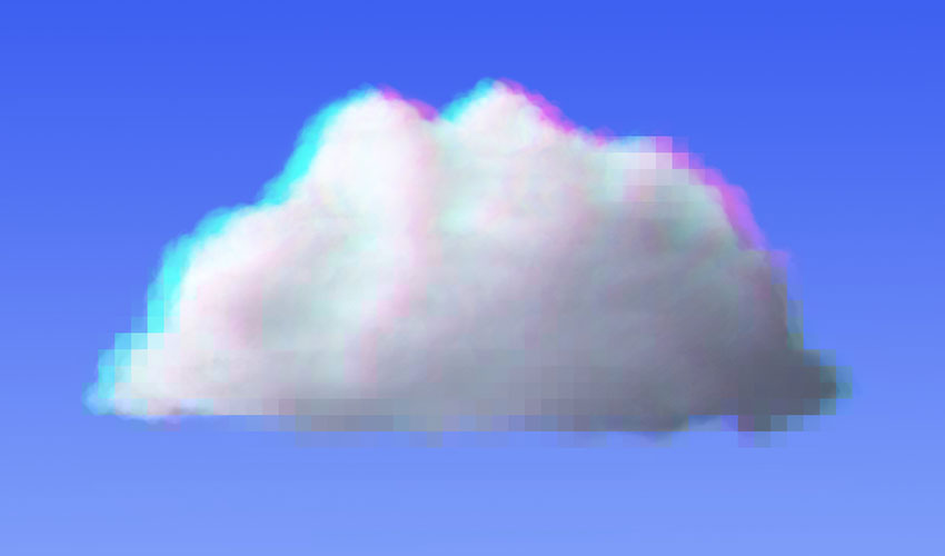 Pixelated white cloud