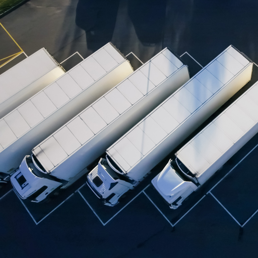 Aerial view of cargo truck parked