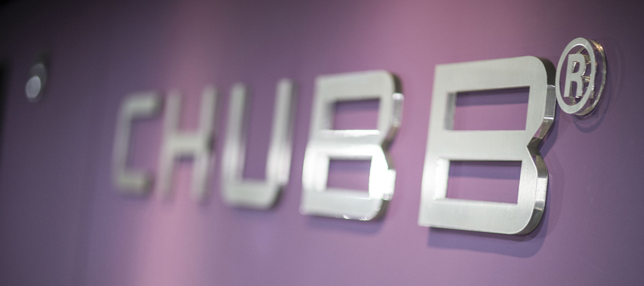 chubb sign with purple background