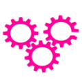 3 gears icon -  magenta