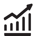 chart showing growth icon - black