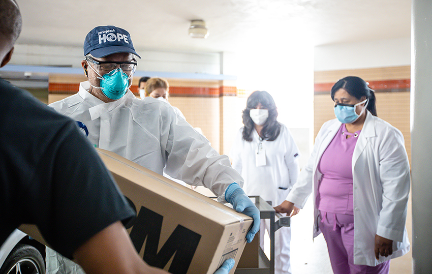 Project HOPE has delivered PPE to hard-hit cities across the U.S., including New York, Chicago, New Orleans, and Los Angeles, as well as in Puerto Rico, seen here.