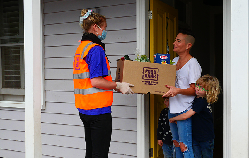 Foodbank Victoria hampers filled with food and groceries are being delivered to vulnerable Victorian families during the COVID-19 crisis.