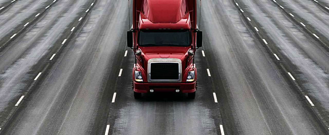 red truck on highway