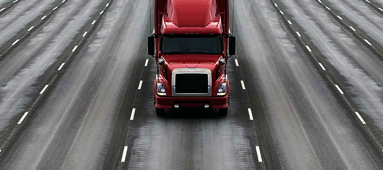 red truck on highway