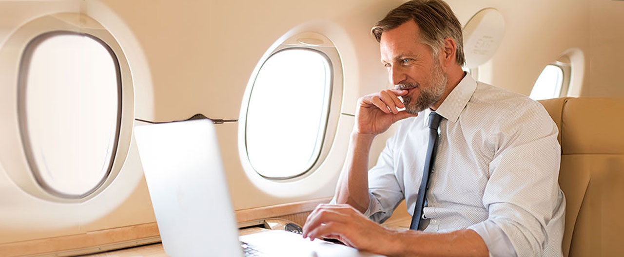 business traveller in an airplane