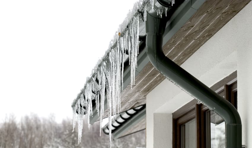 Frozen gutters on home