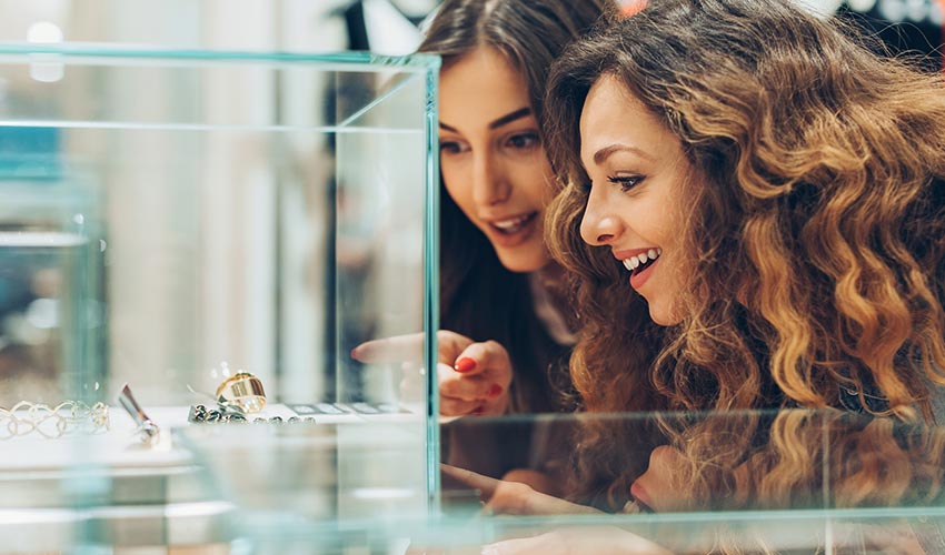 admiring gold jewelery