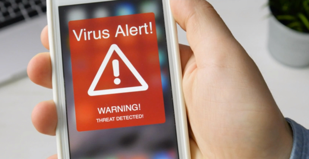 virus alert warning message on mobile phone 