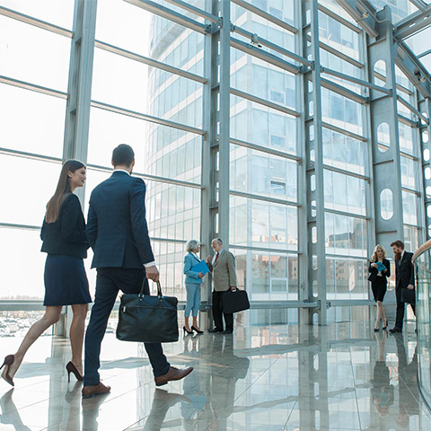 factory owner talking to manager