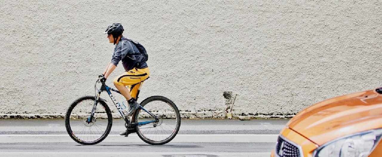 man on bicycle side view