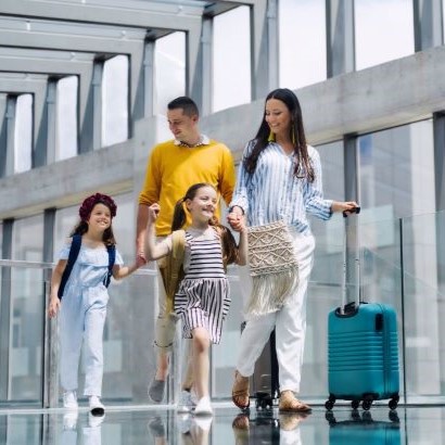 Latino family in airport
