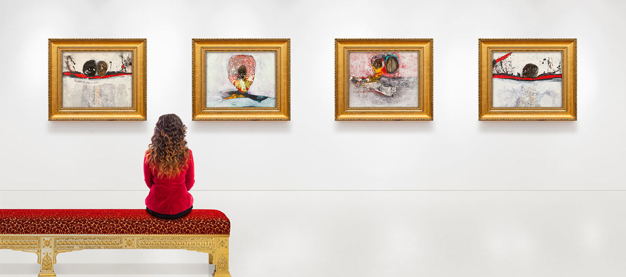 young woman in an art gallery