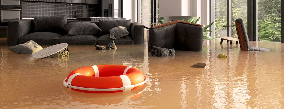 Flooded living room