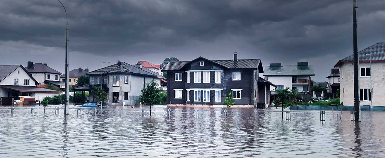 neighborhood is flooded