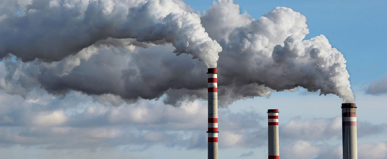 detail of white smoke polluted sky