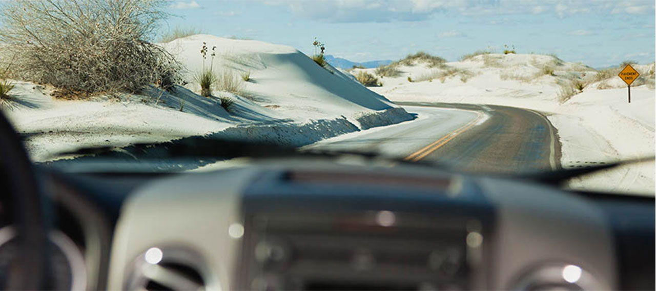 driving on desert road