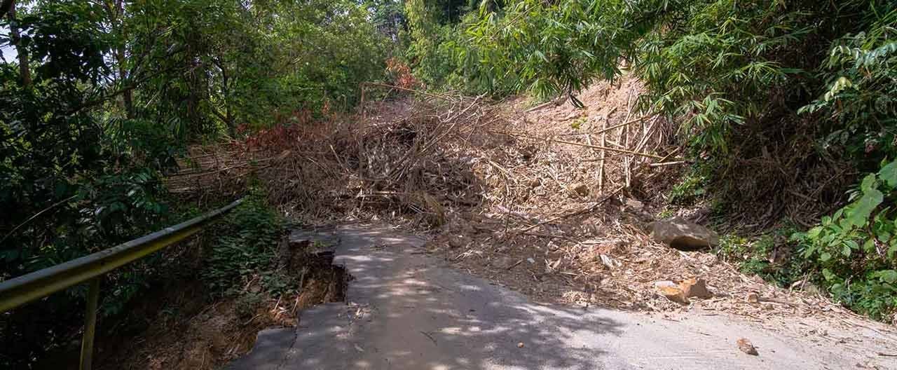 landslide on mountain road