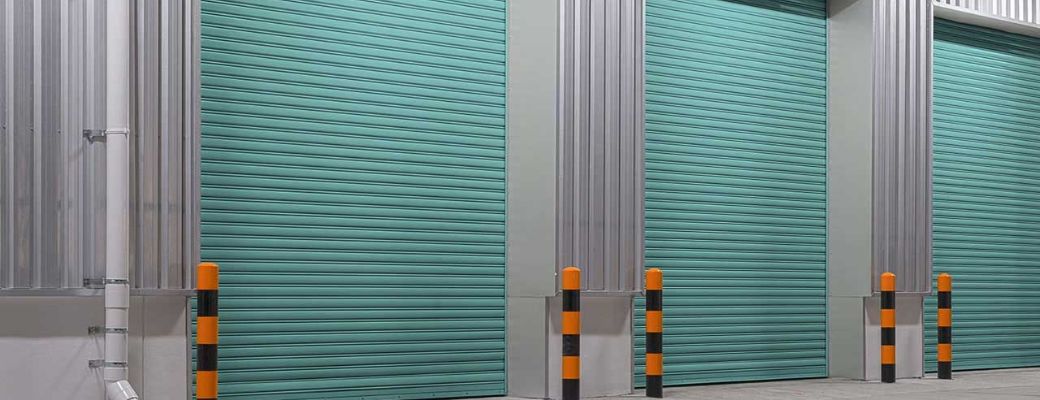 teal industrial doors