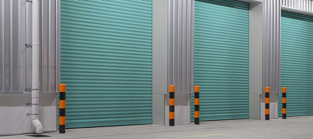 teal industrial doors