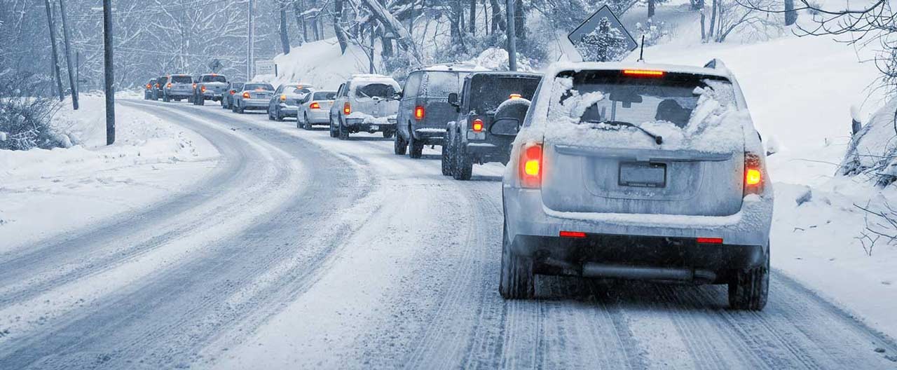 traffic in snowy road