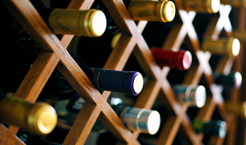 wine bottles on cellar