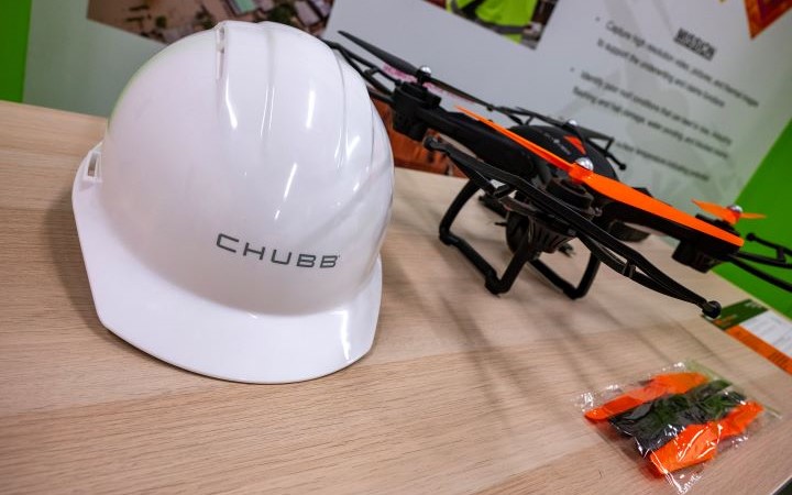 hard hat and drone