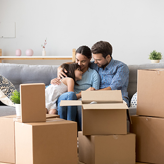 Family moving day boxes
