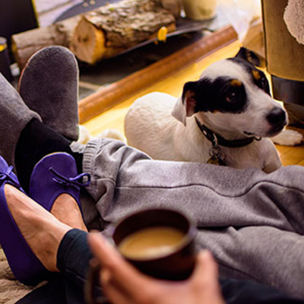 Person with Coffee and Pet